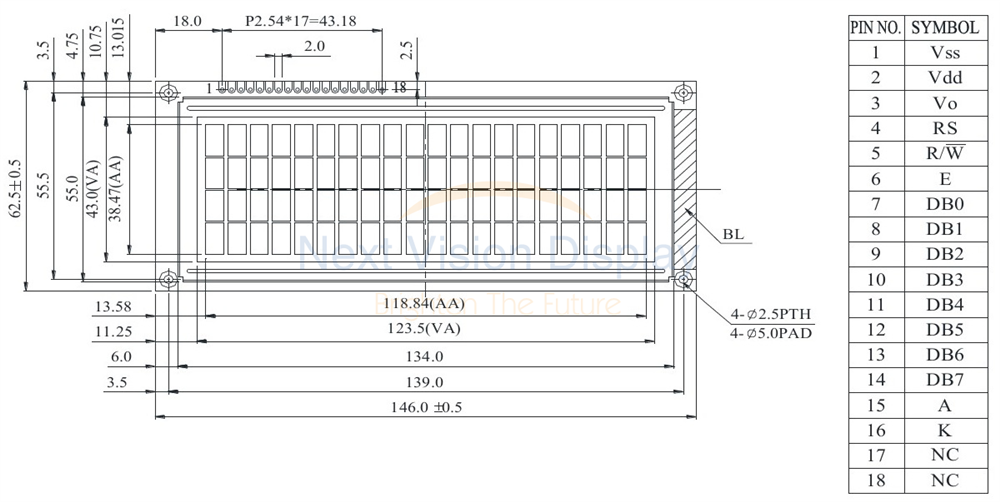 122 x 32 Graphical LCD Displays